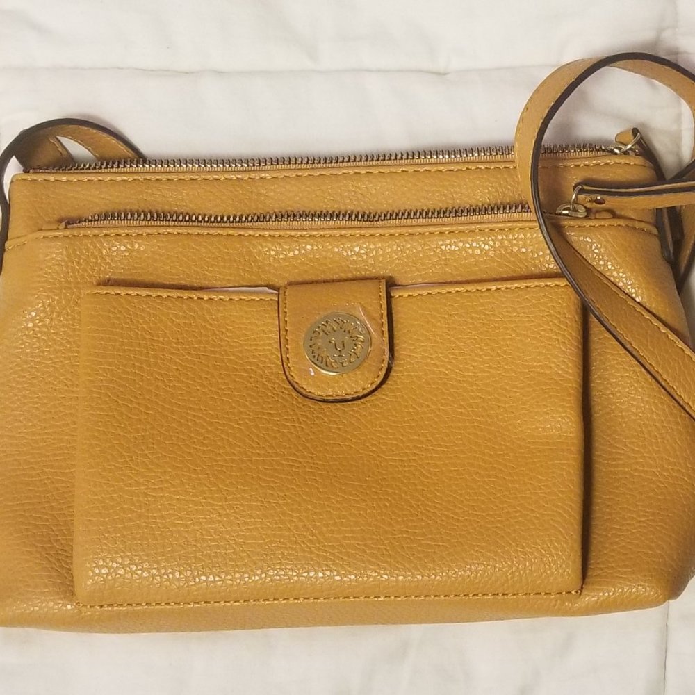 Ann Klein Zip and Go Bag Gold Brown One Size